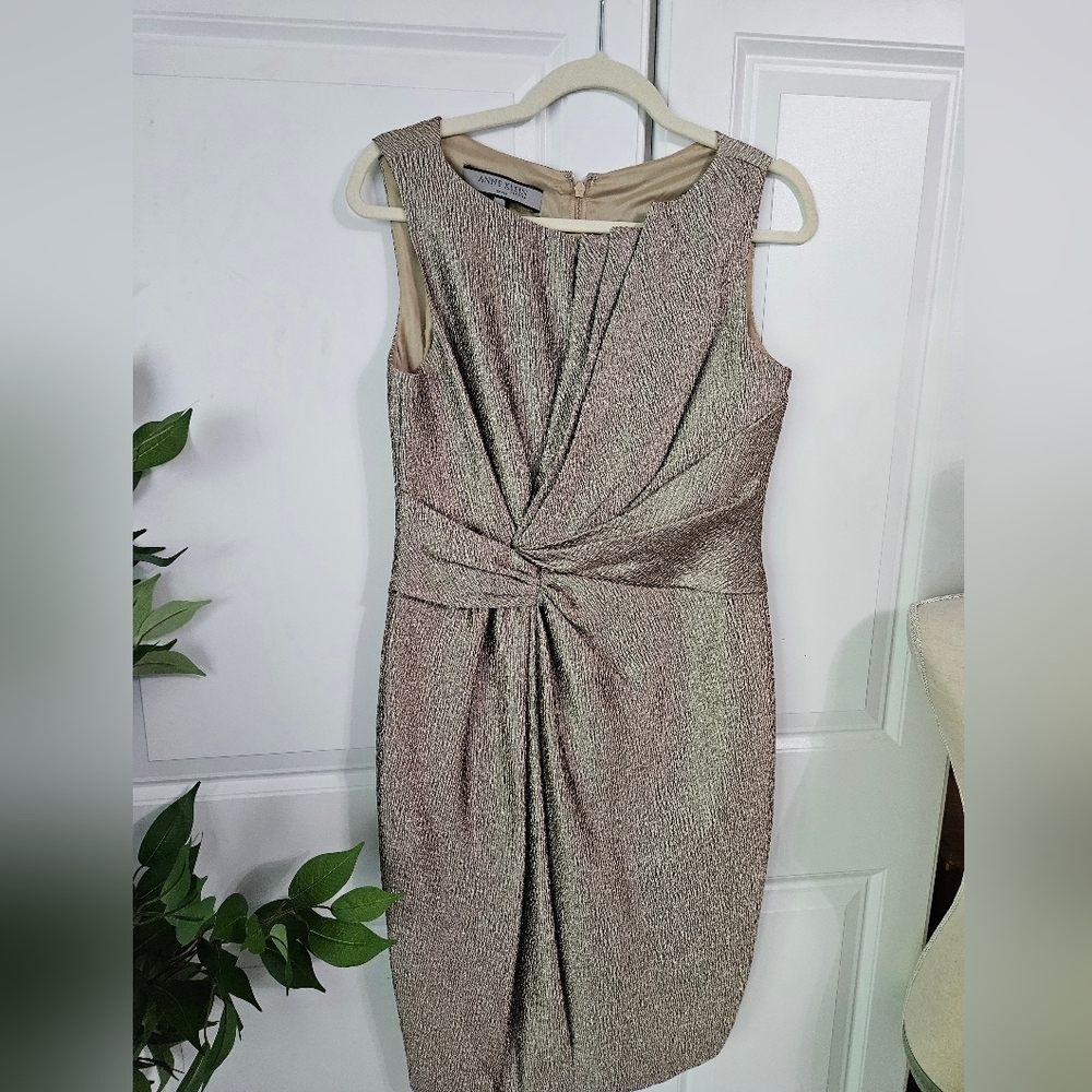Anne Klein Gold Textured Midi Dress
